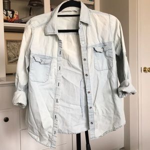 Bleach faded vintage style Chambray button down S